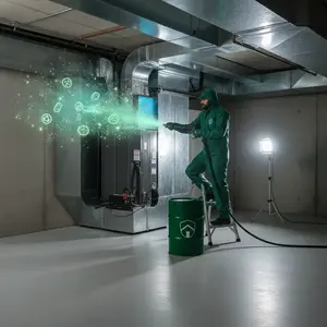 HVAC duct cleaning and sanitization in an industrial facility